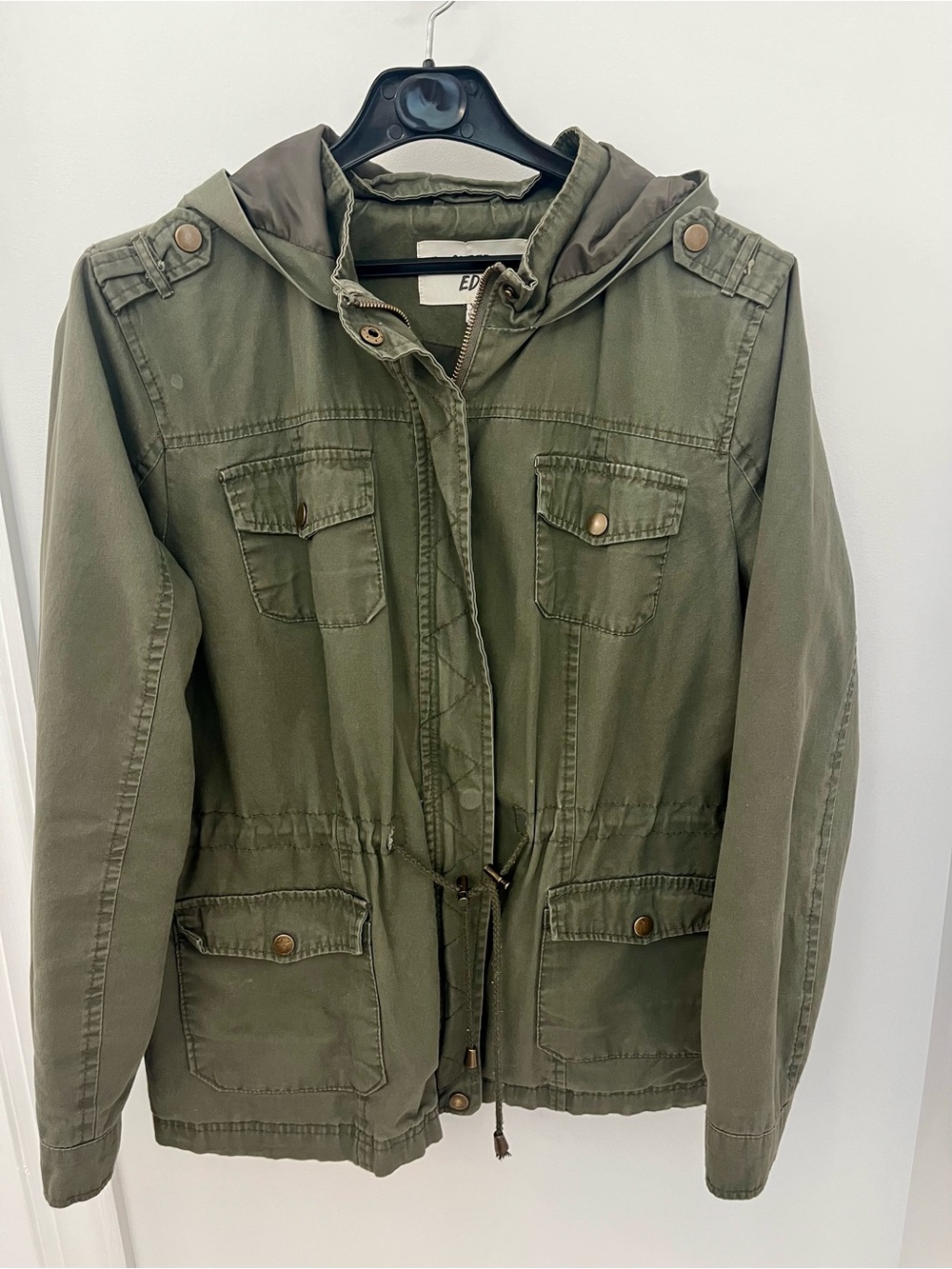 Outer Edge Women’s Olive Green Hooded Utility Jacket-sz XL